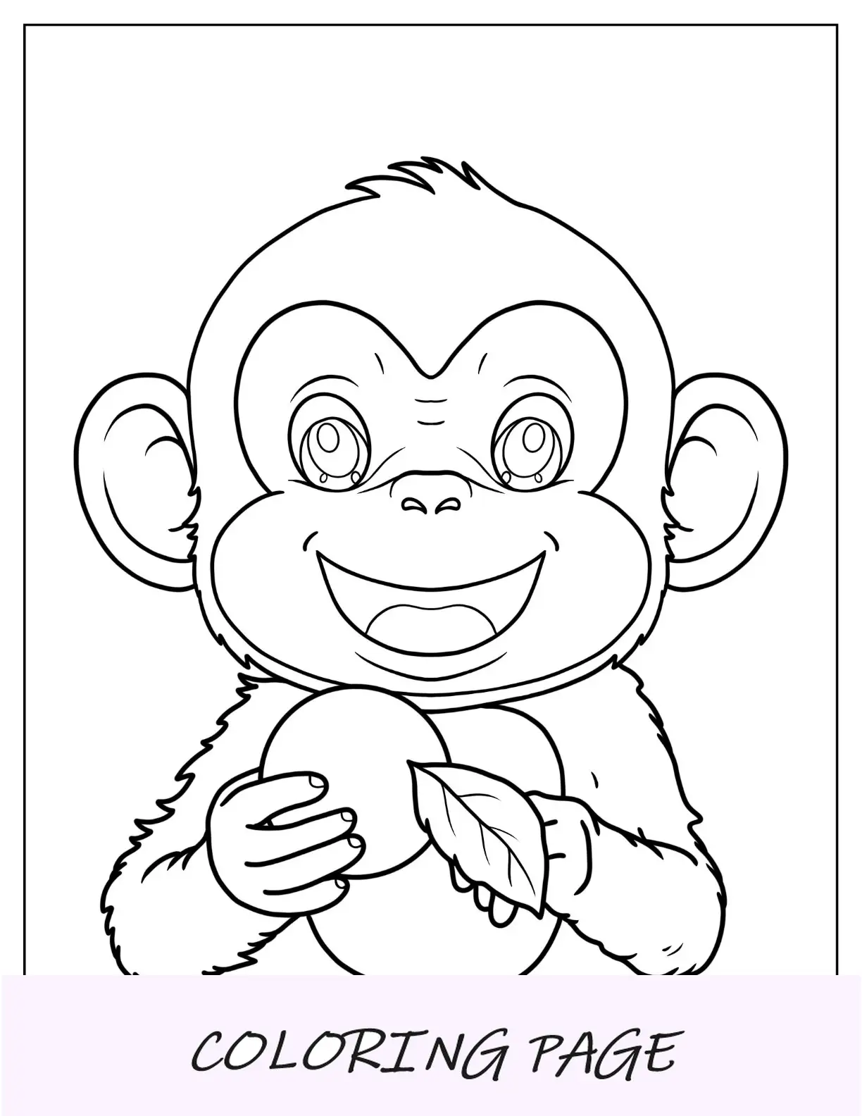 Página para colorir bebê macaco segurando laranjas