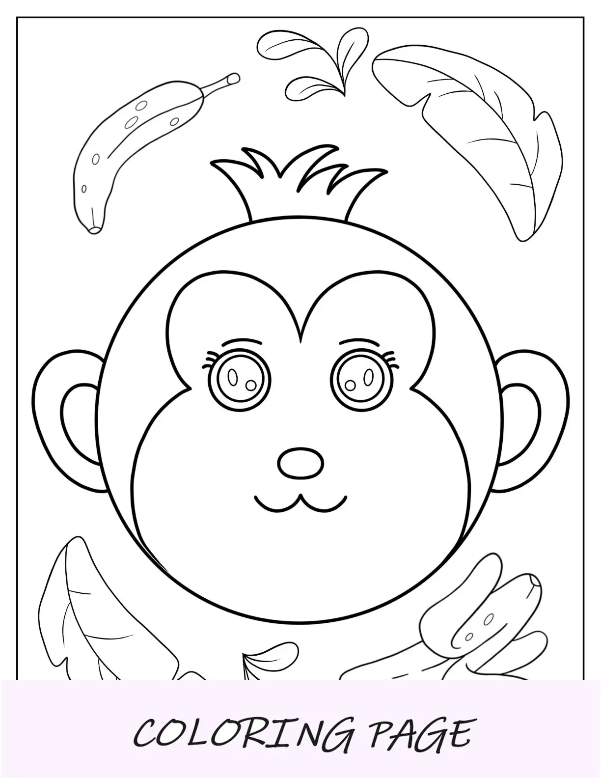 Página para colorir de cara de macaco de desenho animado