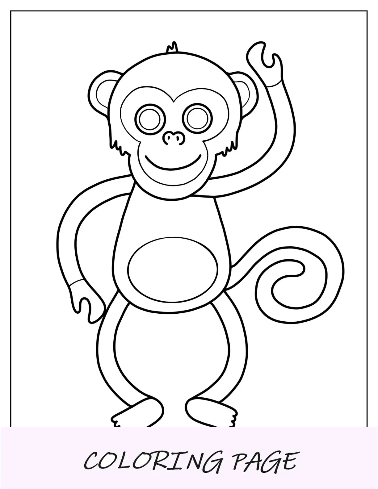 Página para colorir de macaco com contorno simples de chimpanzé