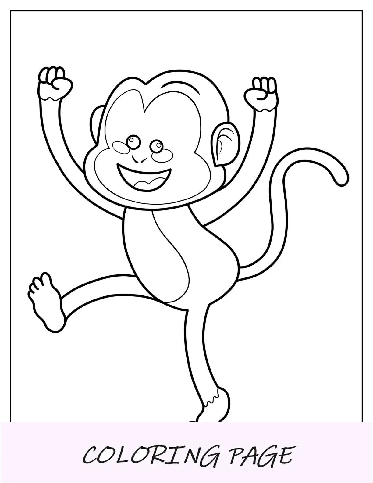 Página para colorir de macaco de desenho animado torcendo