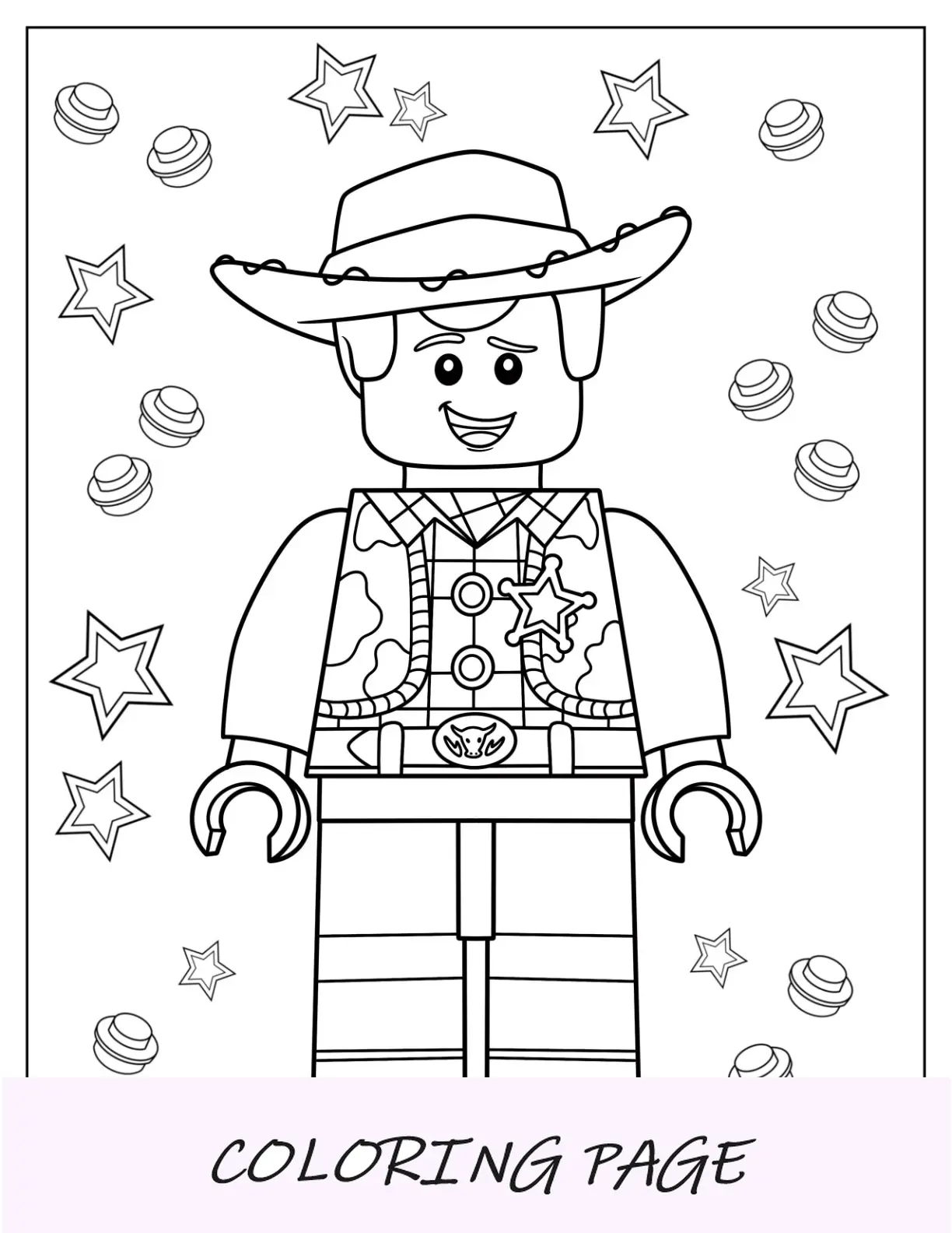 Pagina da colorare Kawaii Chibi Woody per bambini