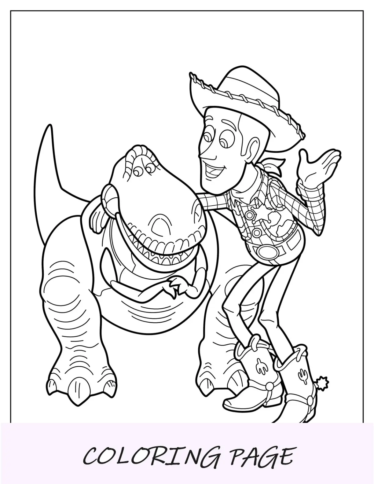 Pagina da colorare facile di Buzz Lightyear e Woody