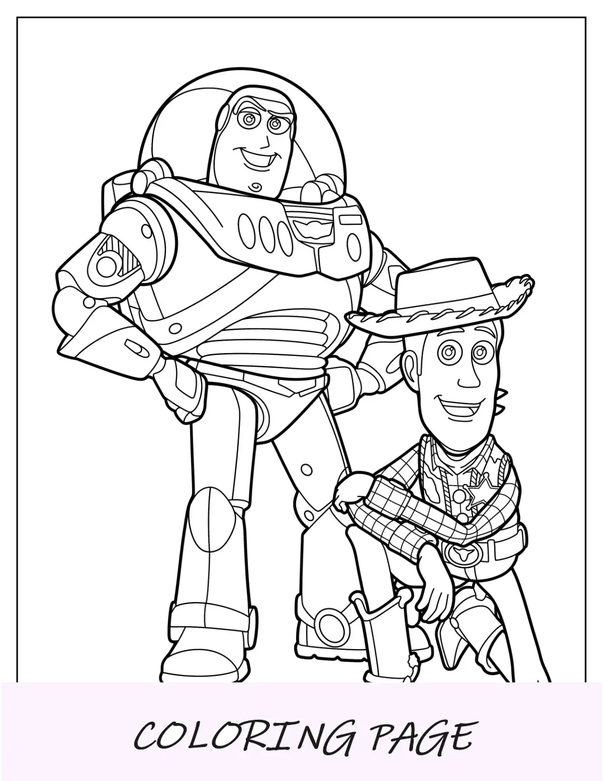 Simpatica pagina da colorare Chibi Woody per bambini in età prescolare