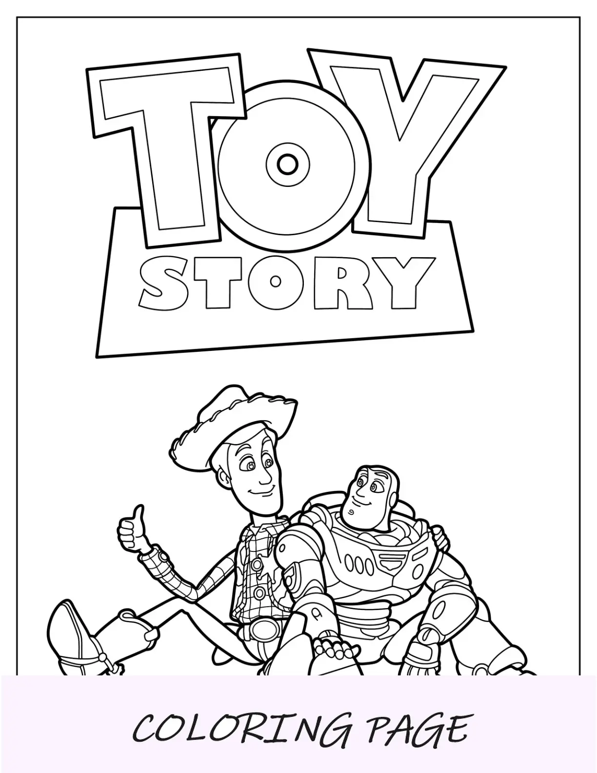 Pagina da colorare di Woody con Forky per bambini