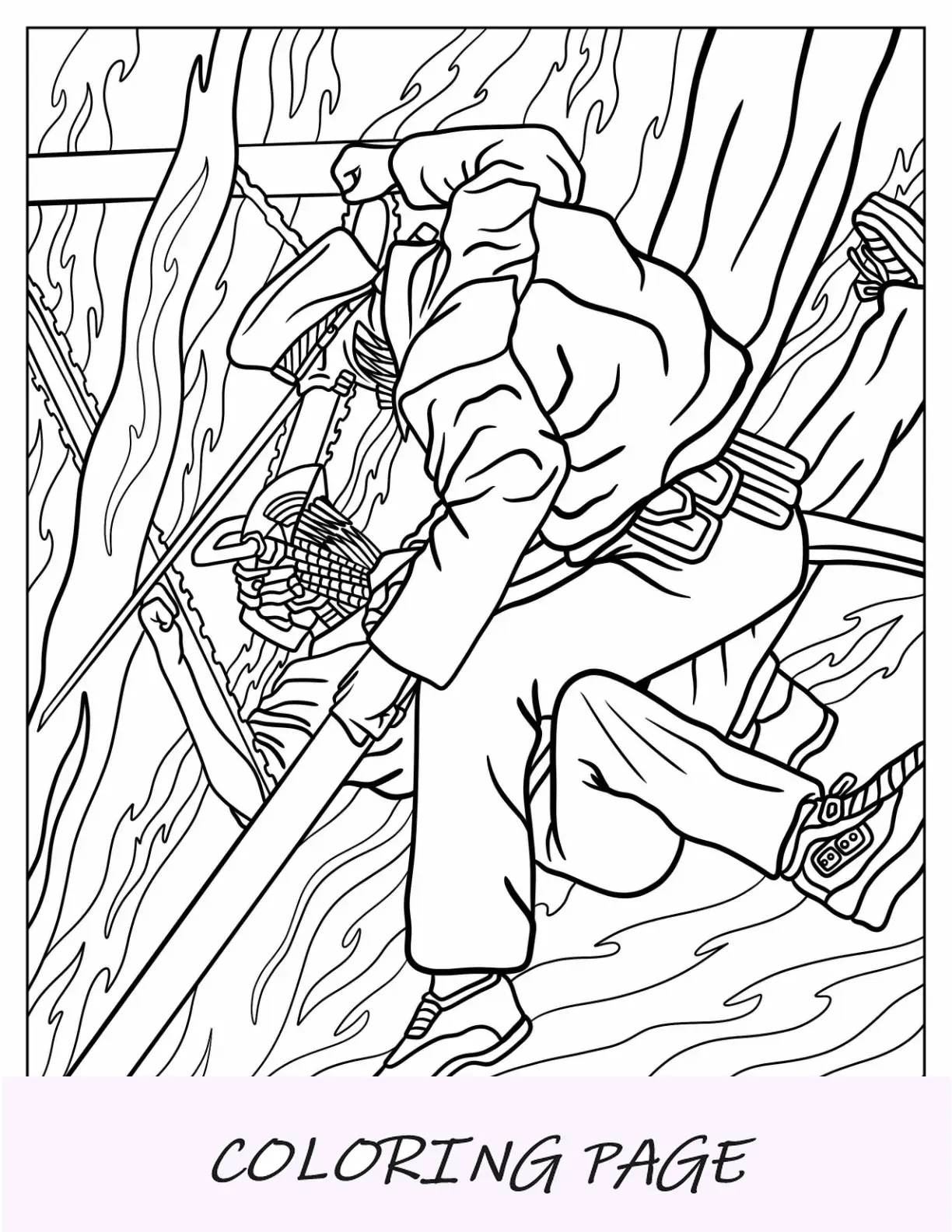 Página para colorir de Denji como homem serra elétrica