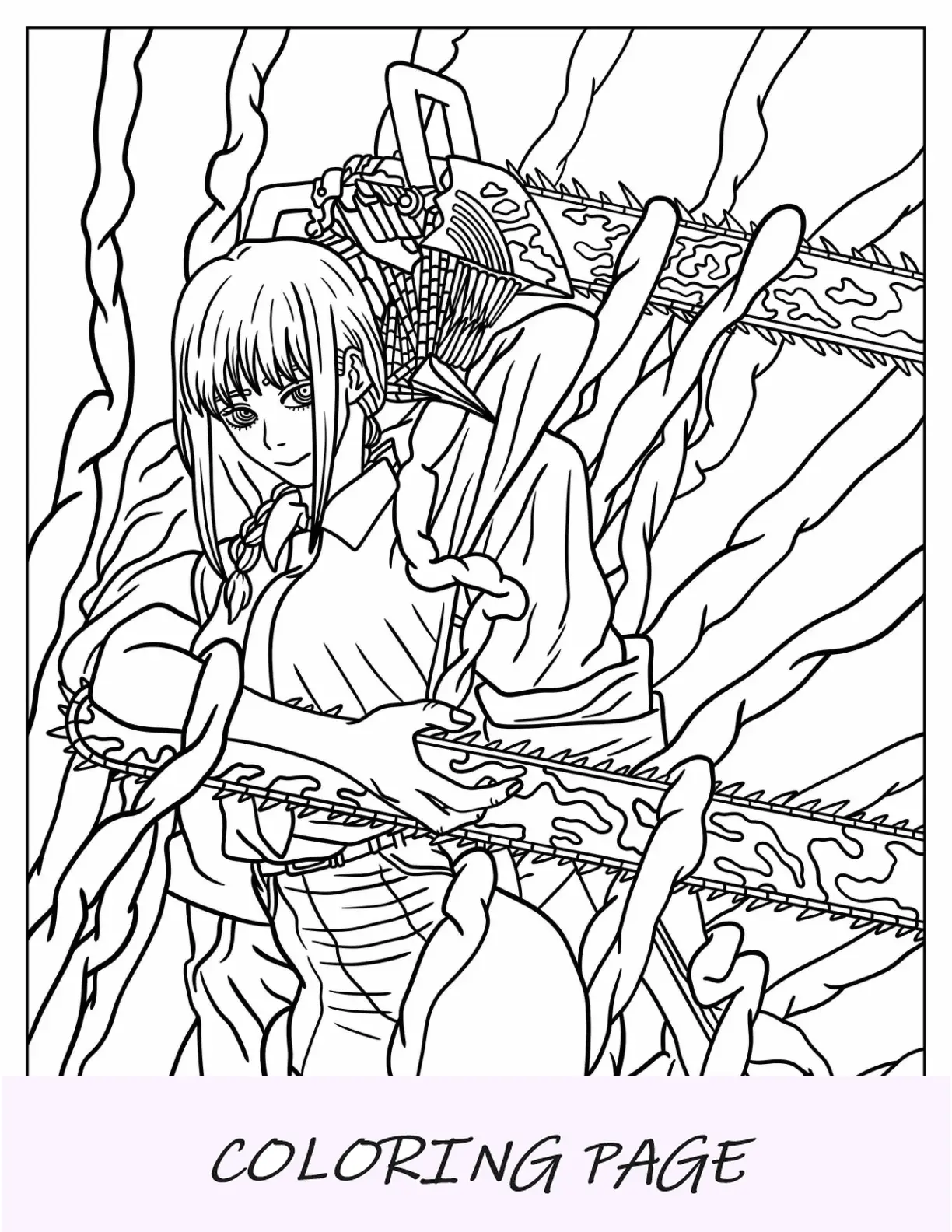 Página para colorir do homem serra elétrica de Denji humano abraçando Pochita