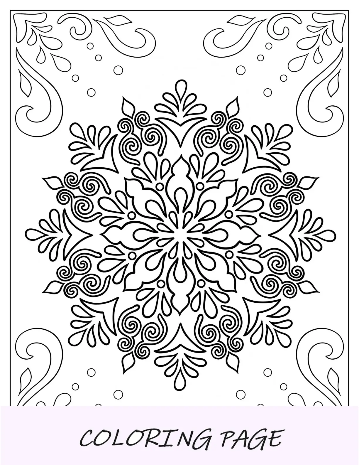 Elegantes Schneeflocken-Malvorlagen-Mandala