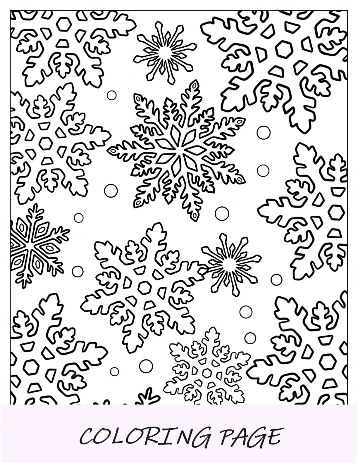 Ganze Seite der komplizierten Schneeflocken-Malseite