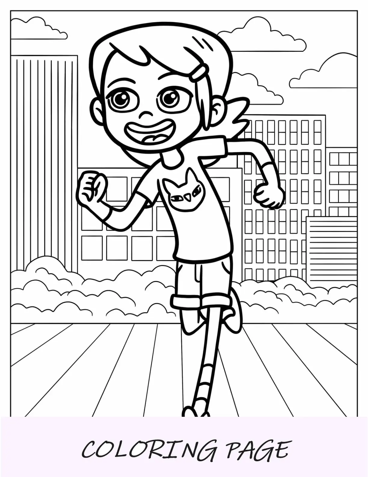 Ben 10 Página para colorear de la joven Gwen Tennyson corriendo para niños