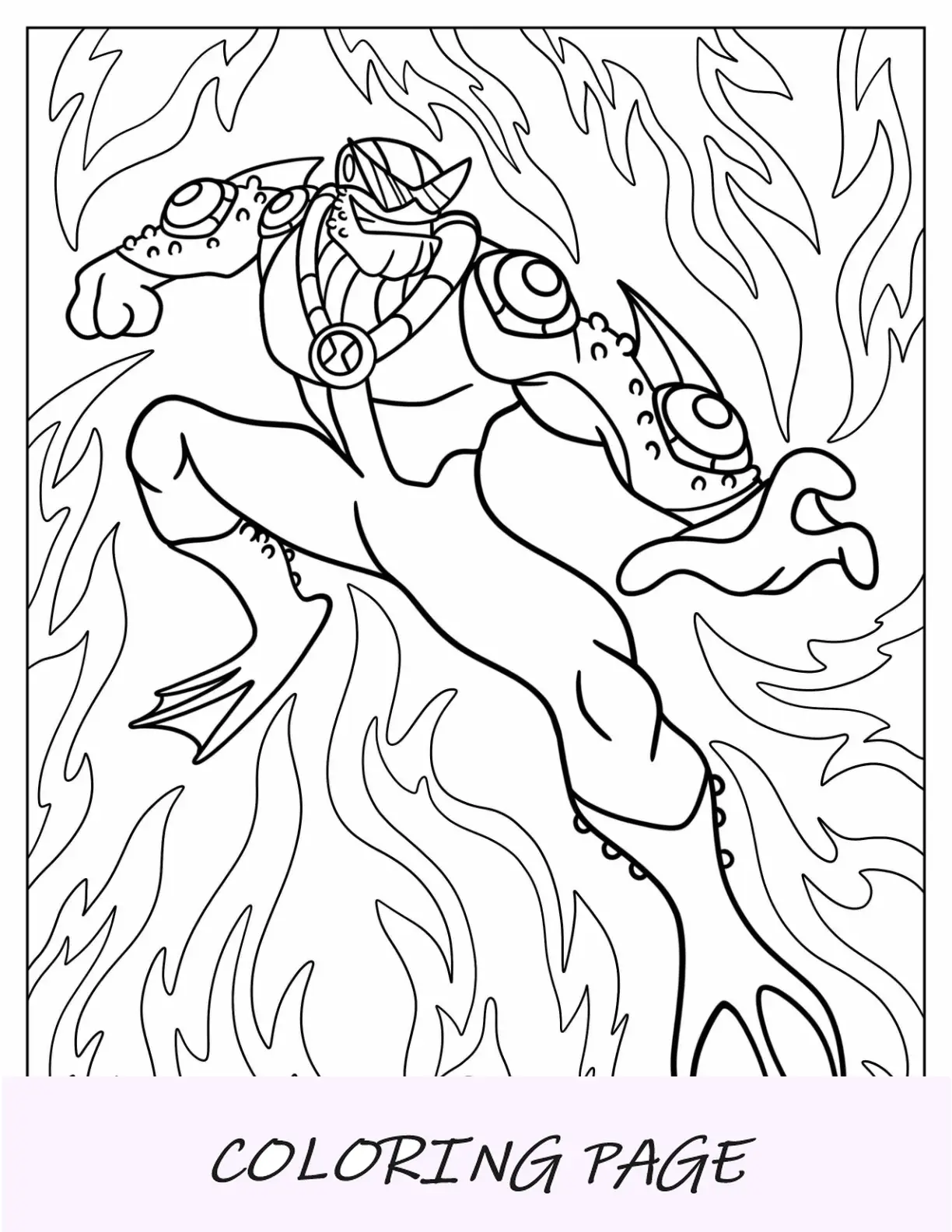 Ben 10 Para Colorear De Bullfrag Sonriendo En La Batalla