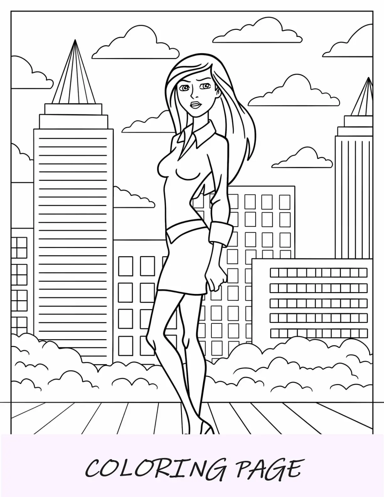Página para colorear de Ben 10 de Gwen Tennyson adulta en la ciudad