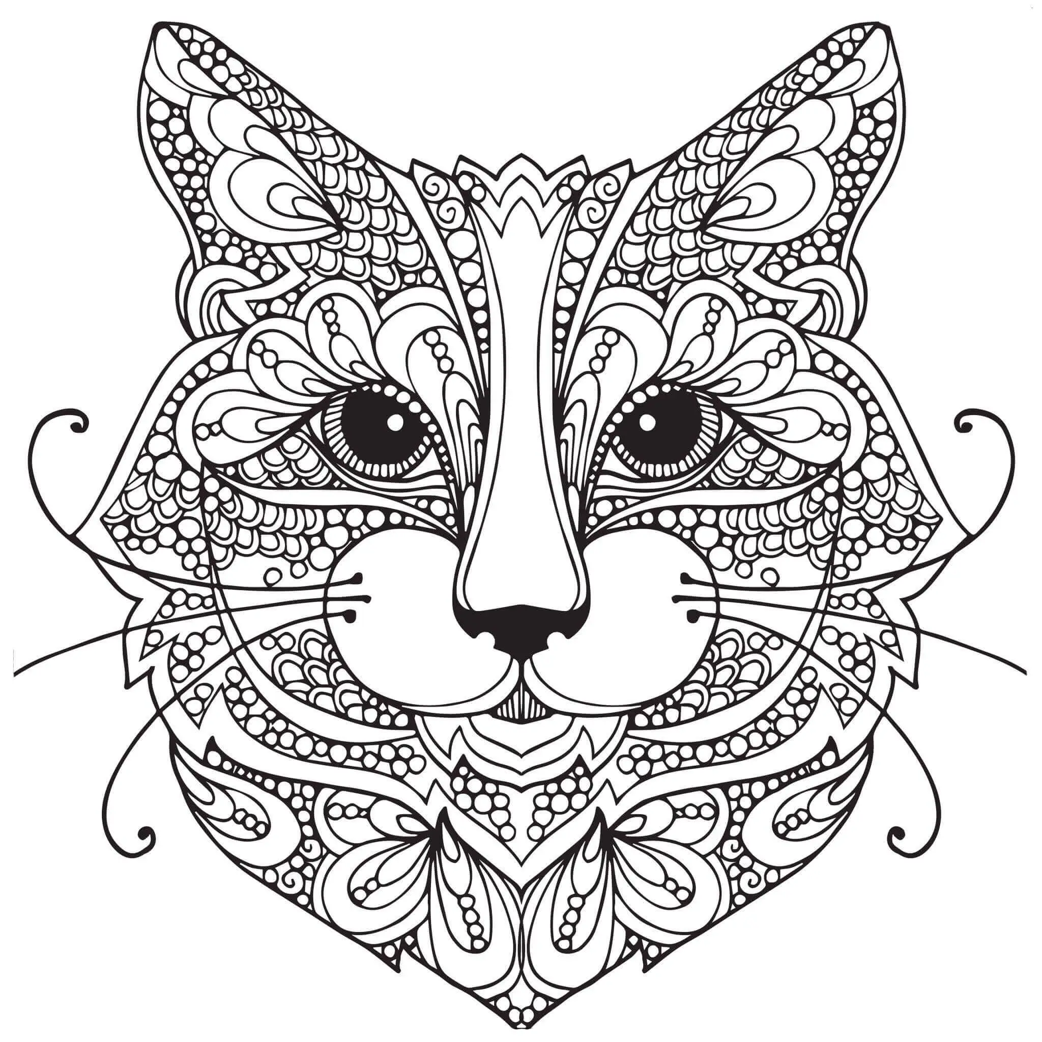 Zen Face Cat Coloring Pages For Adults