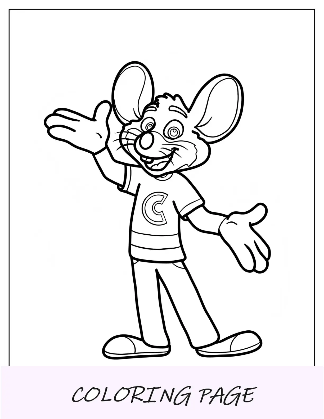 Página para colorir sorridente de Chuck E. Cheese