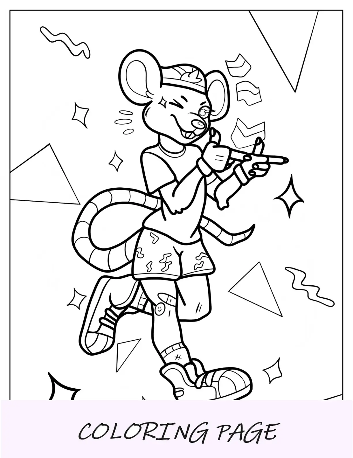 Página para colorir legal de Chuck E. Cheese piscando