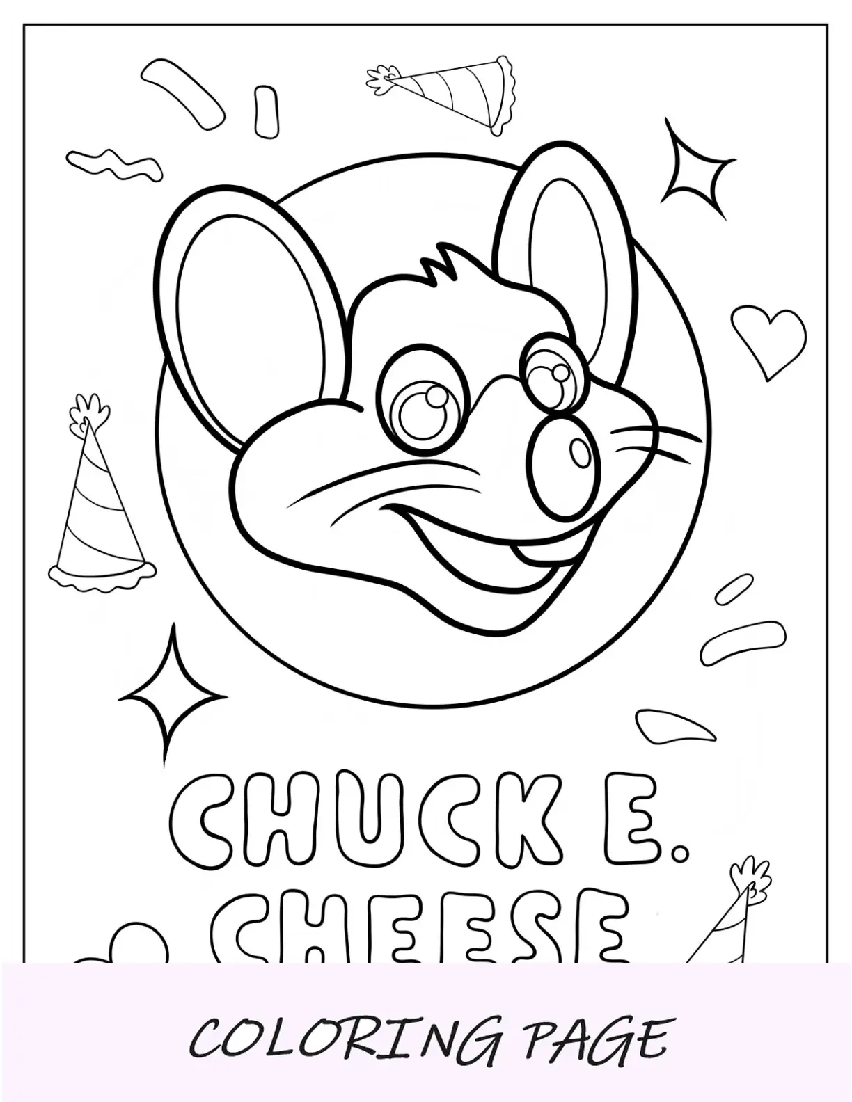Logotipo da página para colorir de Chuck E. Cheese
