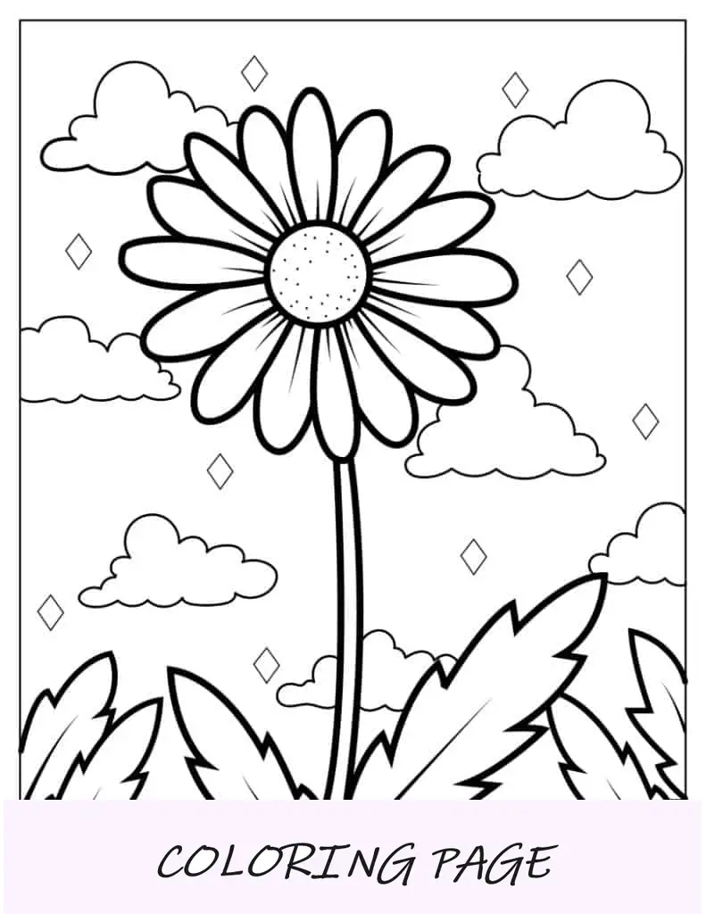 Folha para colorir de margarida para crianças