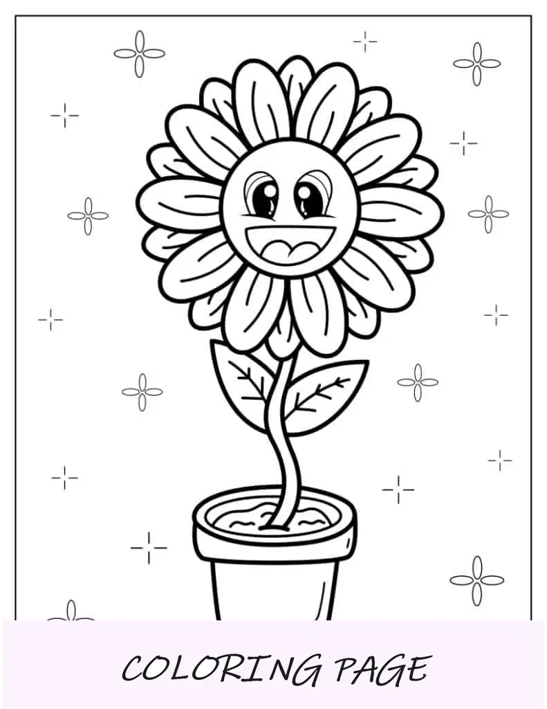 Margarida Kawaii fofa em um vaso de flores