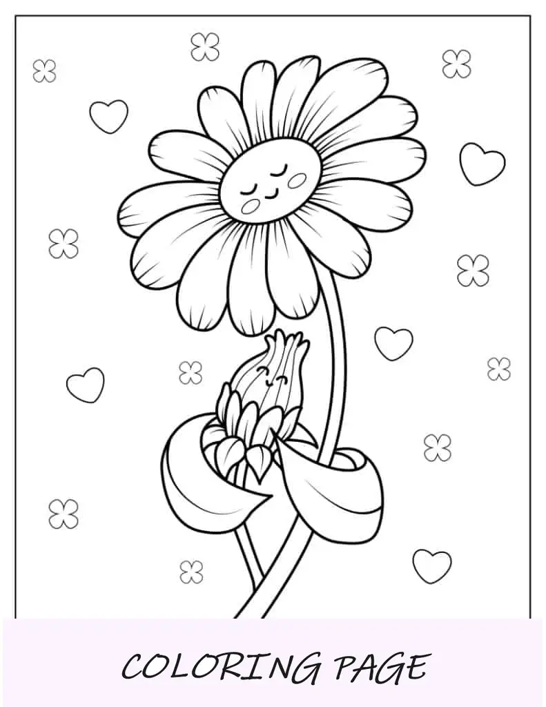 Contorno fácil de uma margarida para colorir