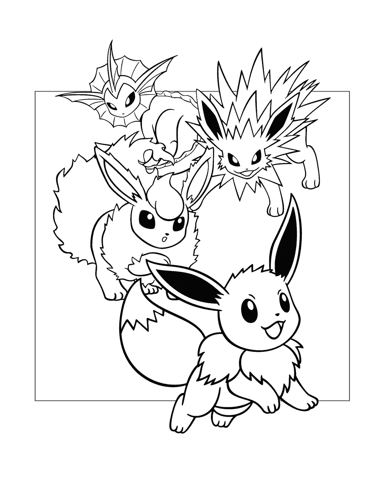 Evolutions Of Eevee Coloring Page