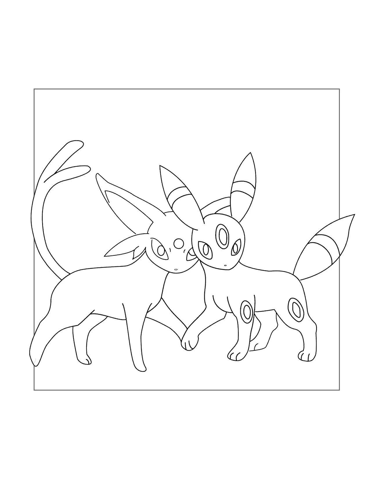 Espeon And Umbreon Eevee Evolution Coloring Page