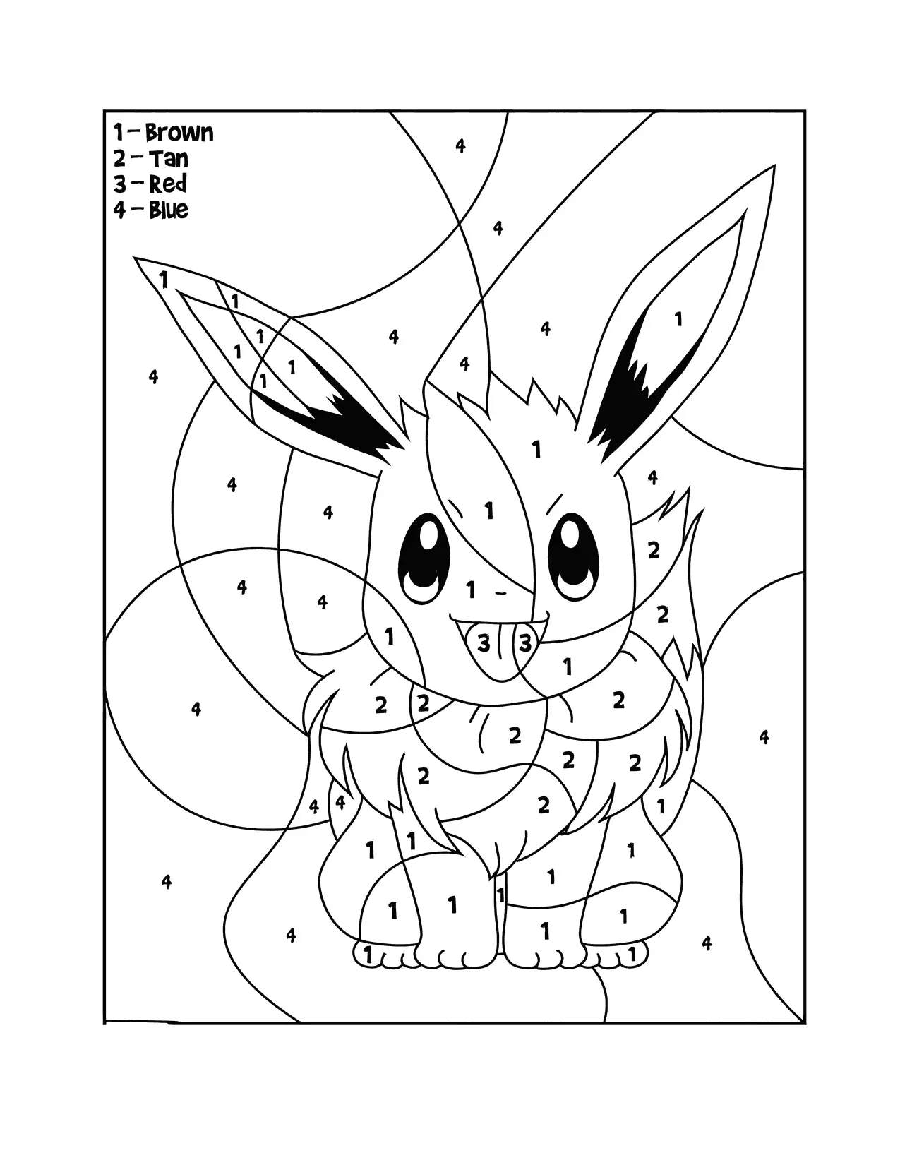 Eevie Color By Number Coloring Page
