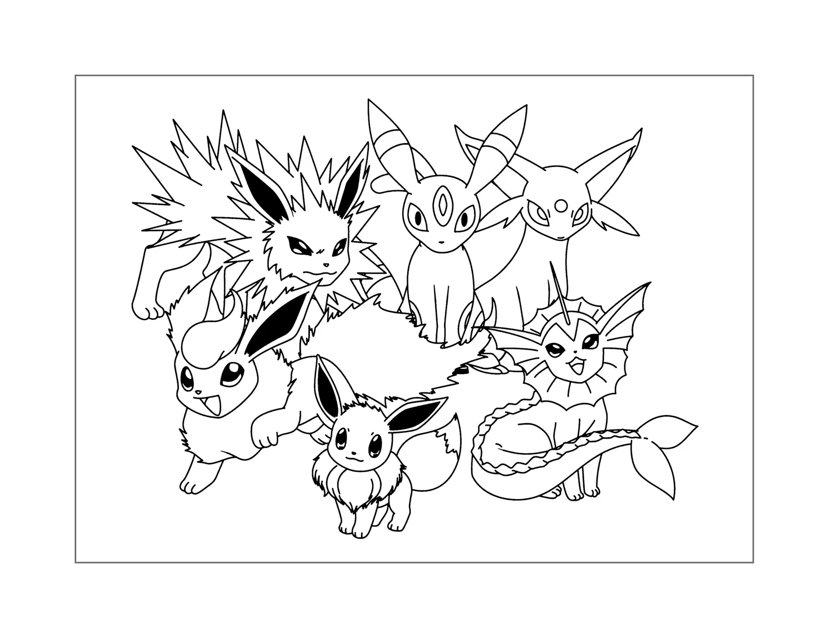 Eevees Evolutions Coloring Page