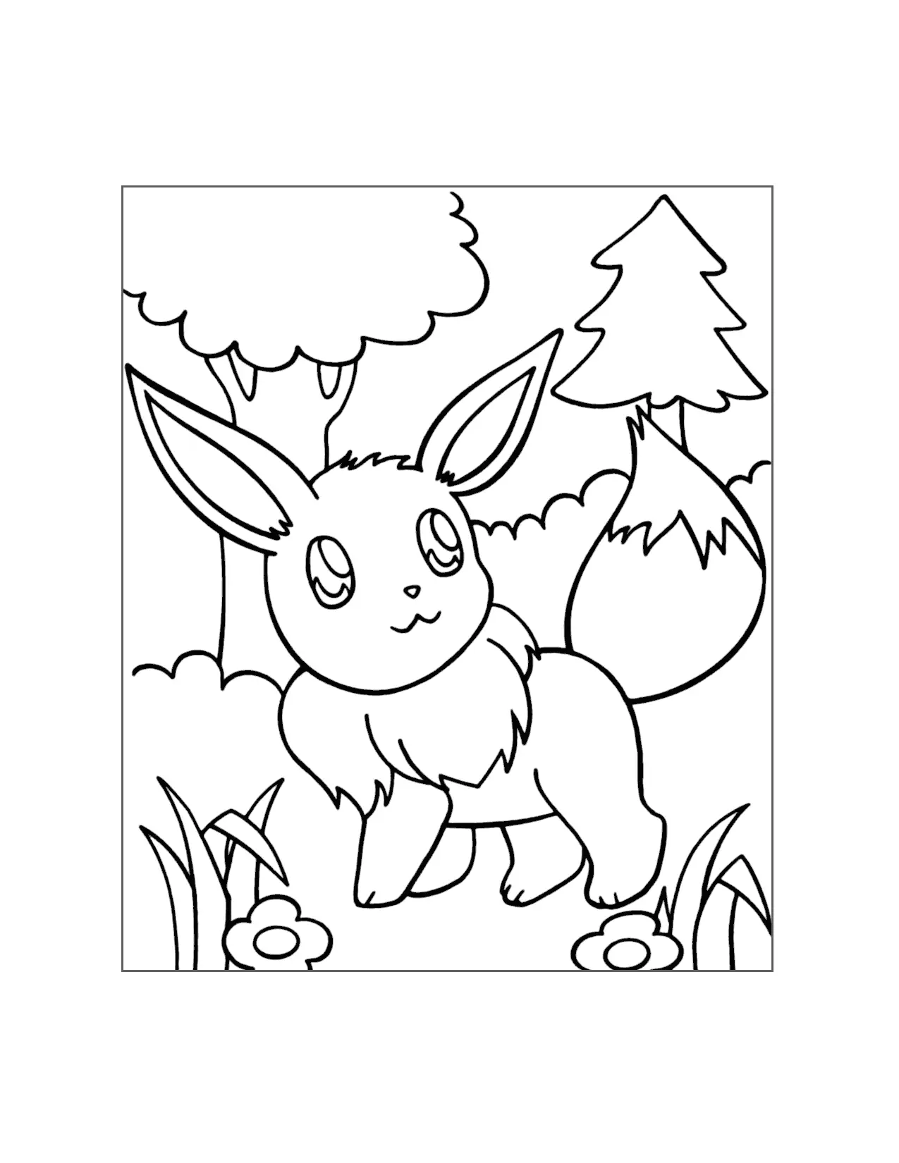 Eevee In The Forest Coloring Page