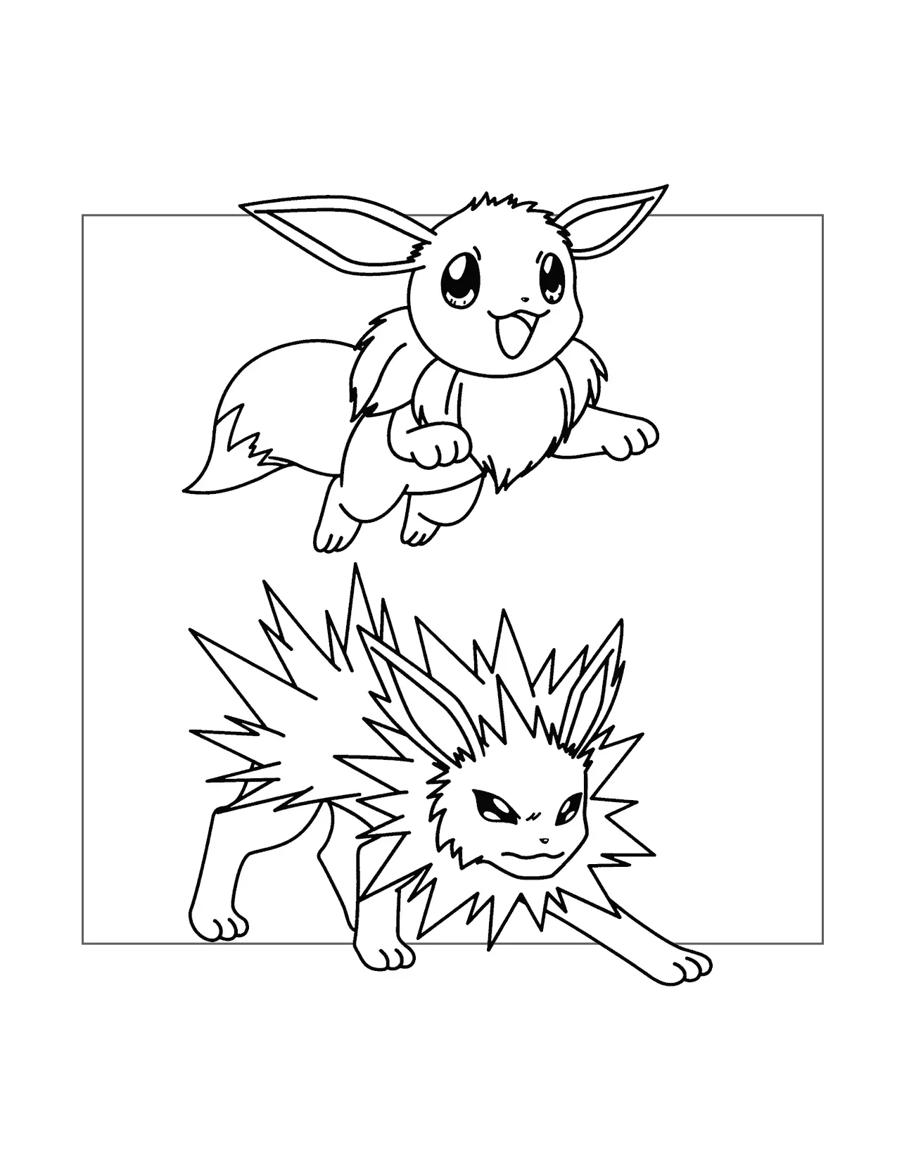 Eevee And Jolteon Coloring Page