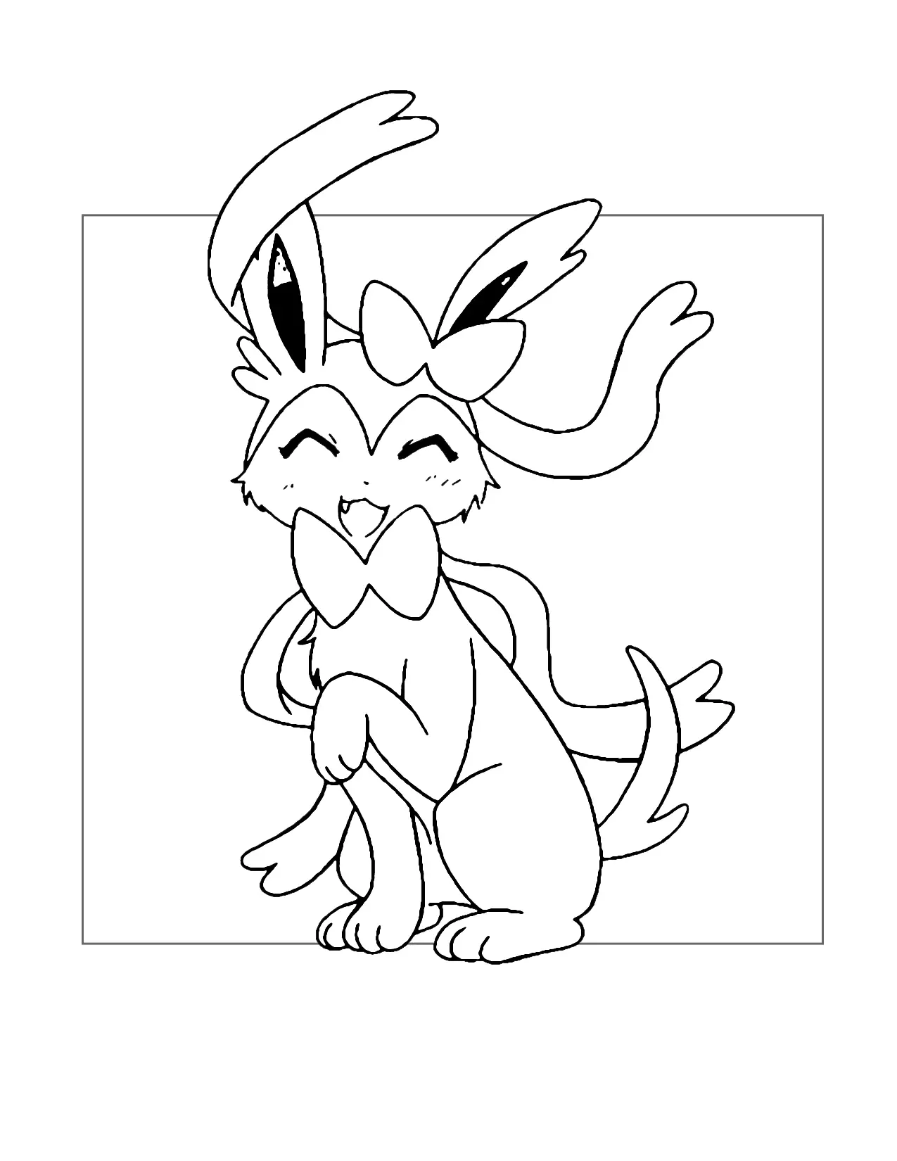 Happy Sylveon Pokemon Coloring Page