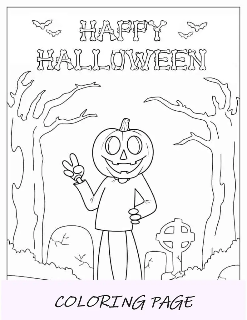 Feliz Dia das Bruxas Página para colorir de Halloween
