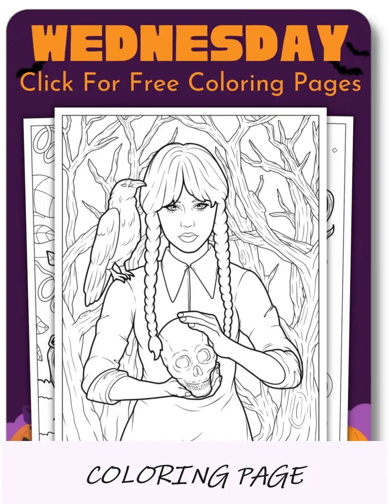 Desenhos para colorir de quarta-feira para o Halloween