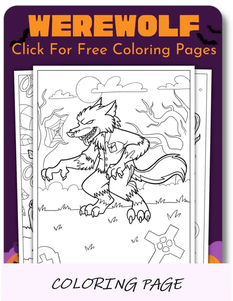 Páginas para colorir de lobisomem para o Halloween
