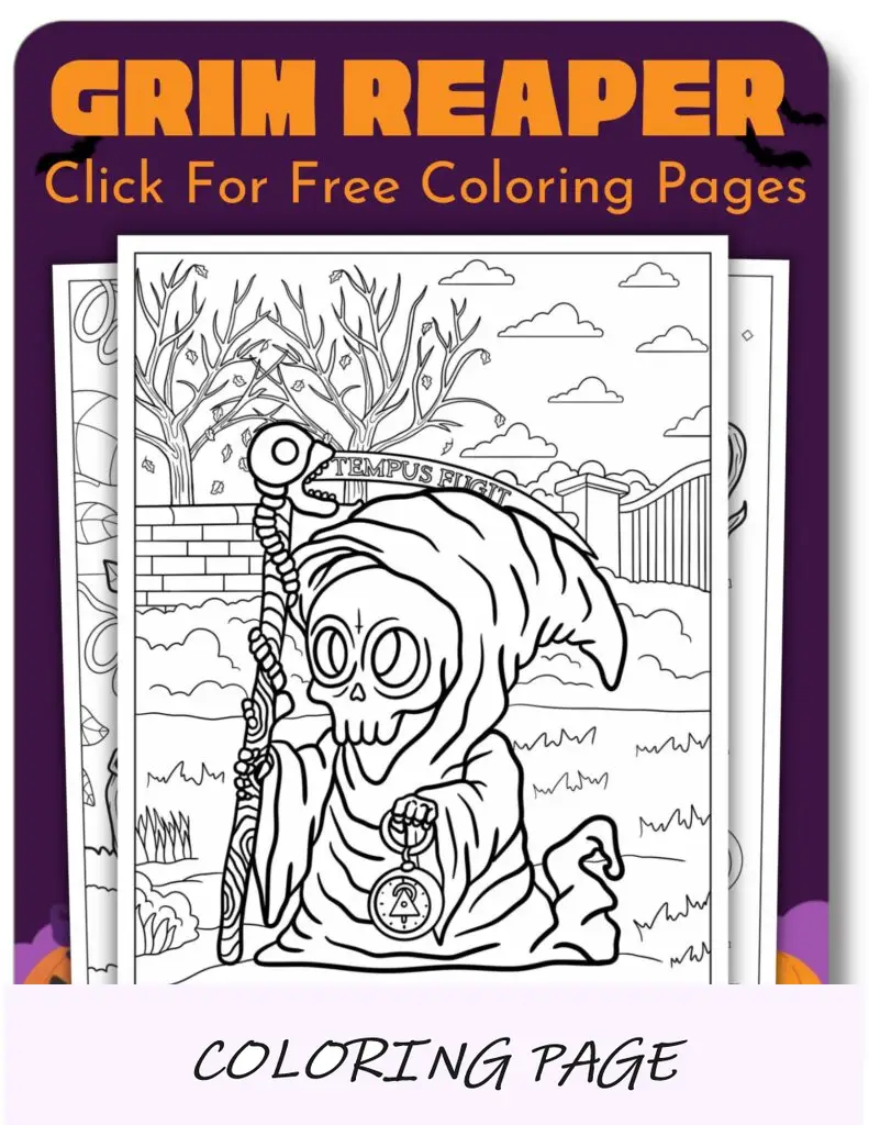 Páginas para colorir do Ceifador para o Halloween