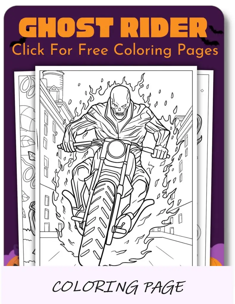 Desenhos para colorir do Motoqueiro Fantasma para o Halloween