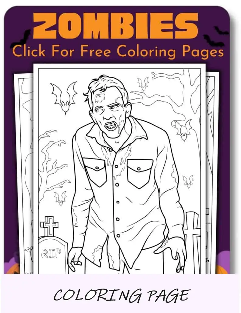 Desenhos para colorir de Halloween de zumbis