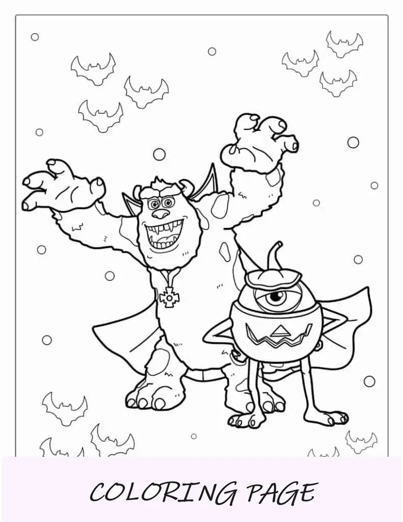 Página para colorir de Halloween de Monsters Inc