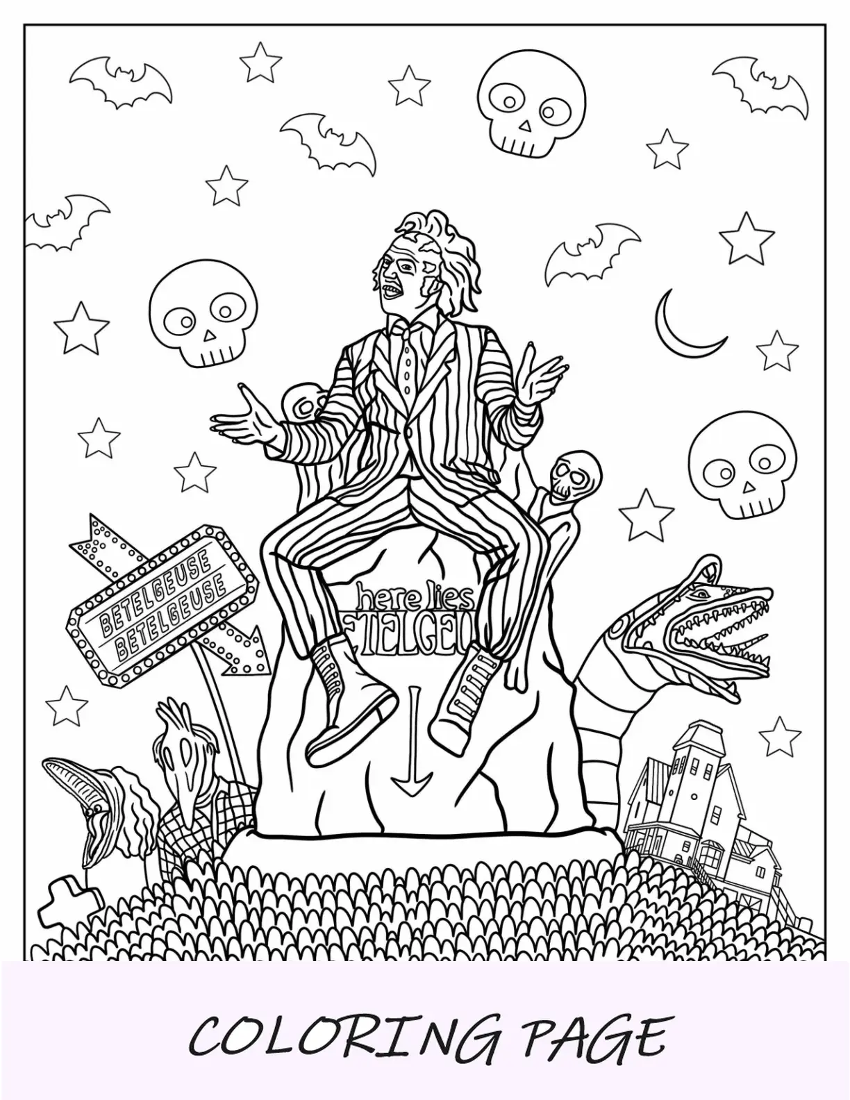 Pôster Página para colorir de Halloween de Beetlejuice