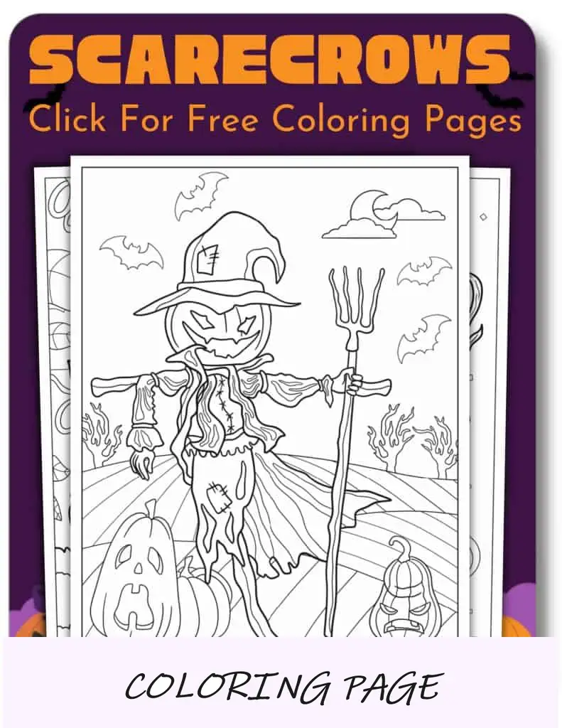 Desenhos para colorir de Halloween de espantalhos