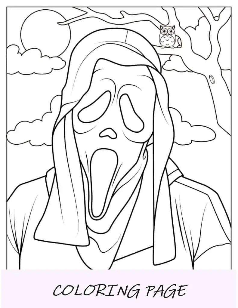 Página para colorir de Halloween de Ghostface