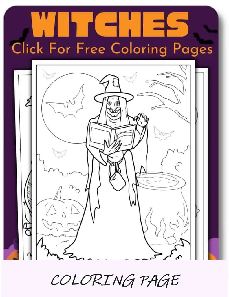 Desenhos para colorir de Halloween de bruxas