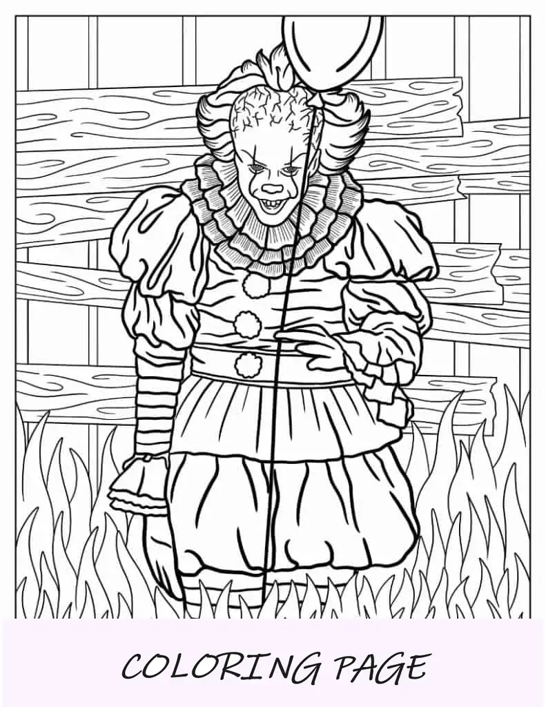 Página para colorir de Halloween do Realistic It Pennywise