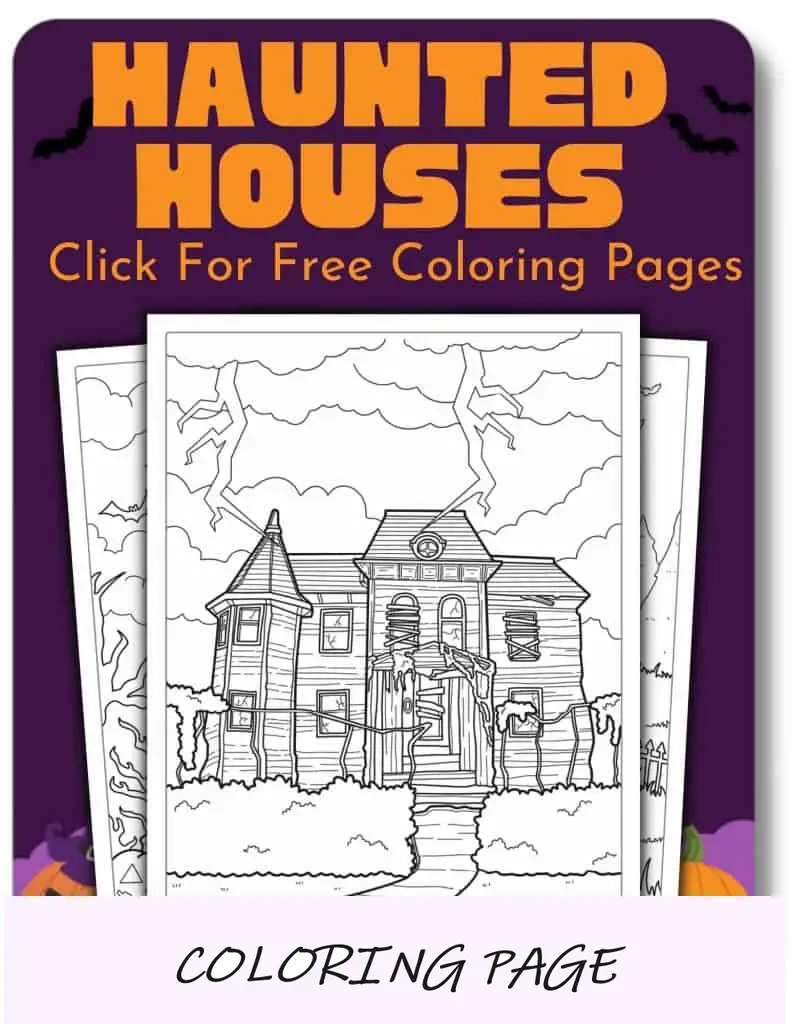 Desenhos para colorir de Halloween de casas mal-assombradas