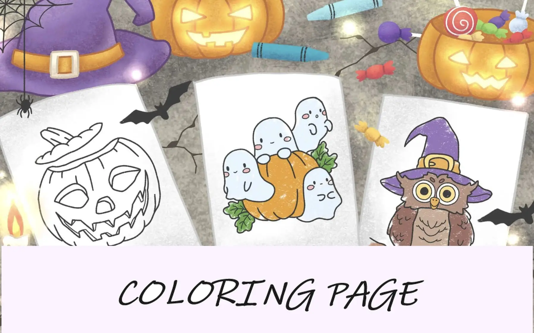imagem em destaque de páginas para colorir de Halloween