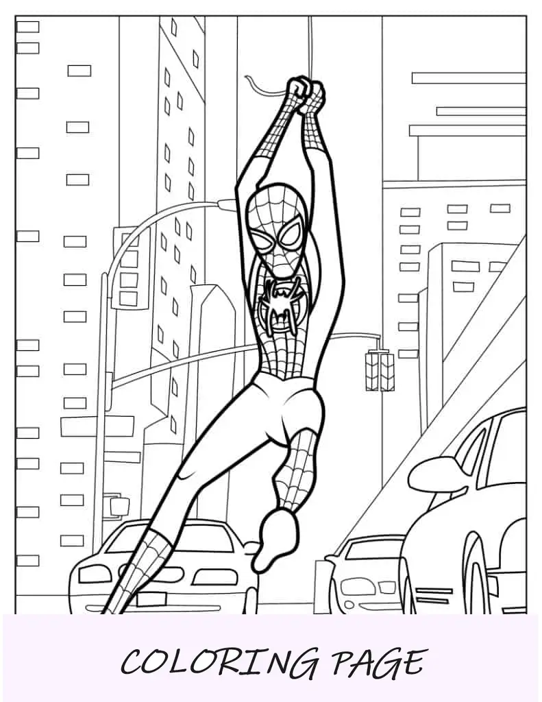 Miles Morales na cidade para colorir