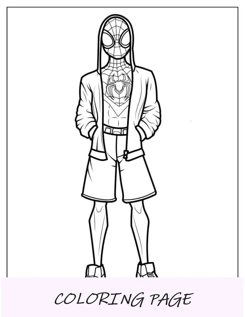 Página para colorir de Miles Morales com jaqueta