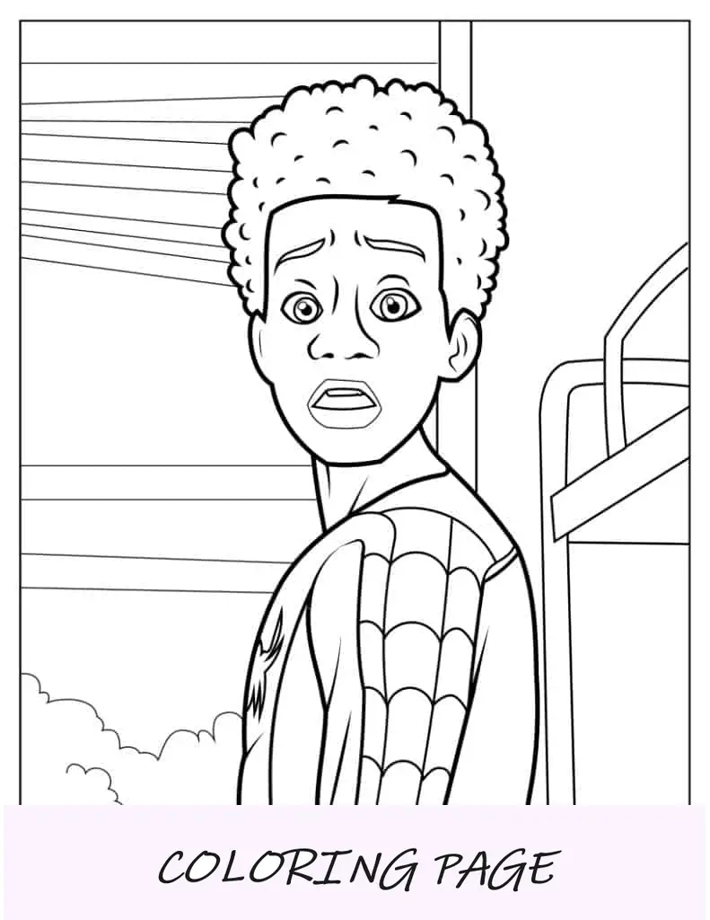 Folha para colorir close up de Miles Morales