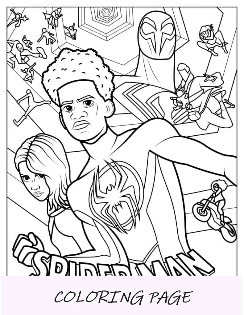 Página para colorir do Homem-Aranha no verso da aranha