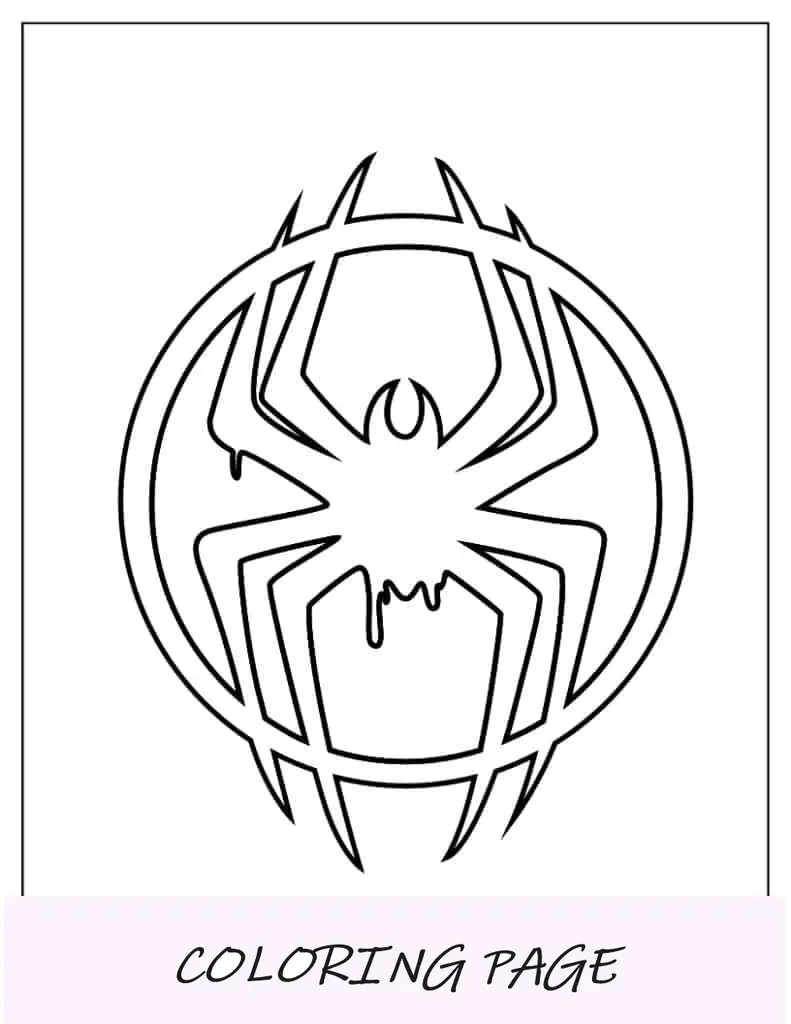 Folha para colorir do logotipo do Homem-Aranha de Miles Morales