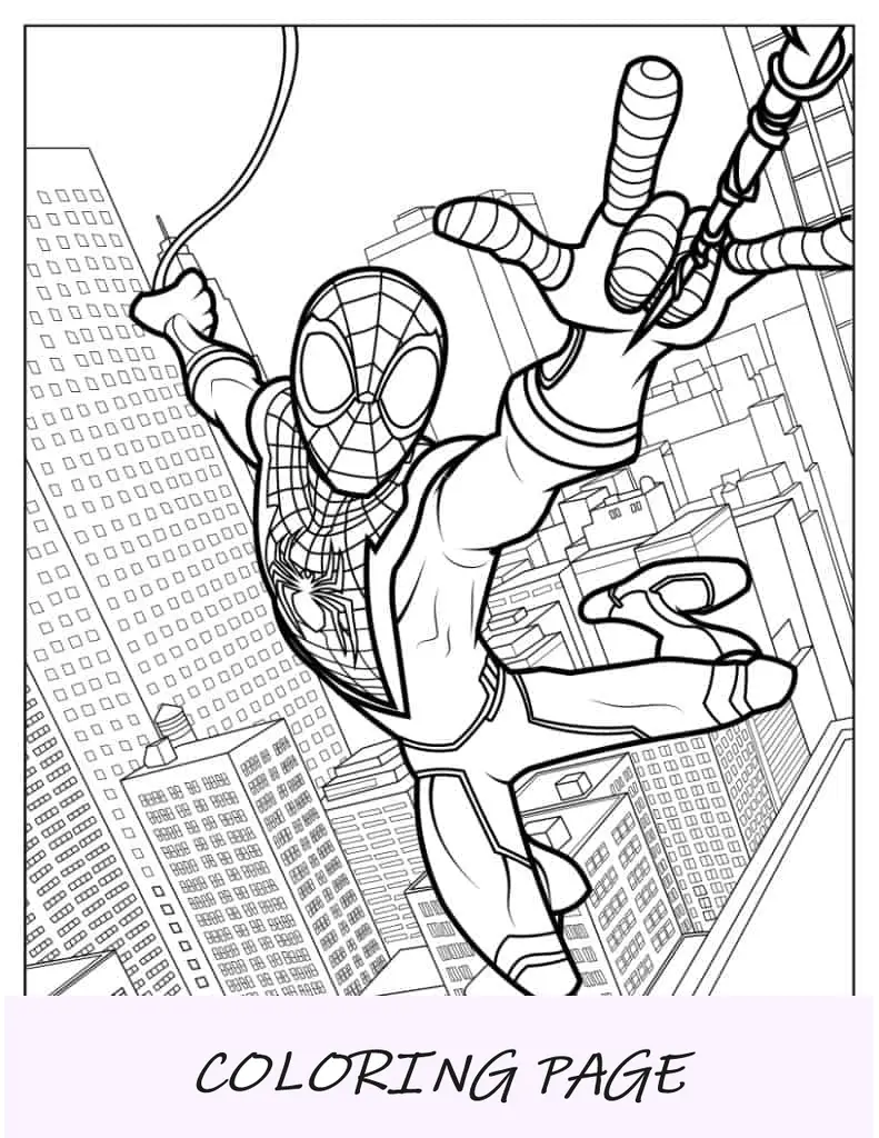 Miles Morales balançando na teia de aranha