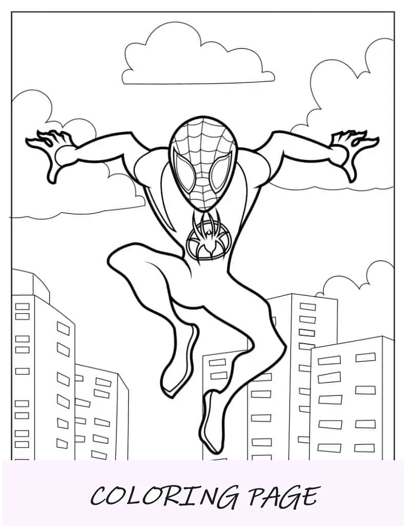 Esboço simples de Miles Morales para crianças em idade pré-escolar